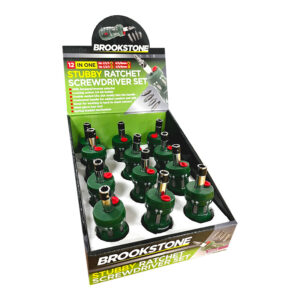 Brookstone Stubby Ratchet 12 in 1 Screwdriver Set in Counter Display